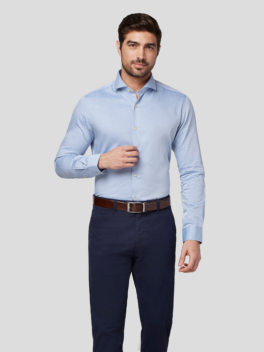 Blue Cutaway Collar Shirt