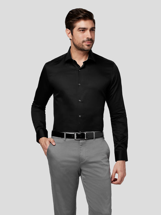 Black Spread Collar Shirt