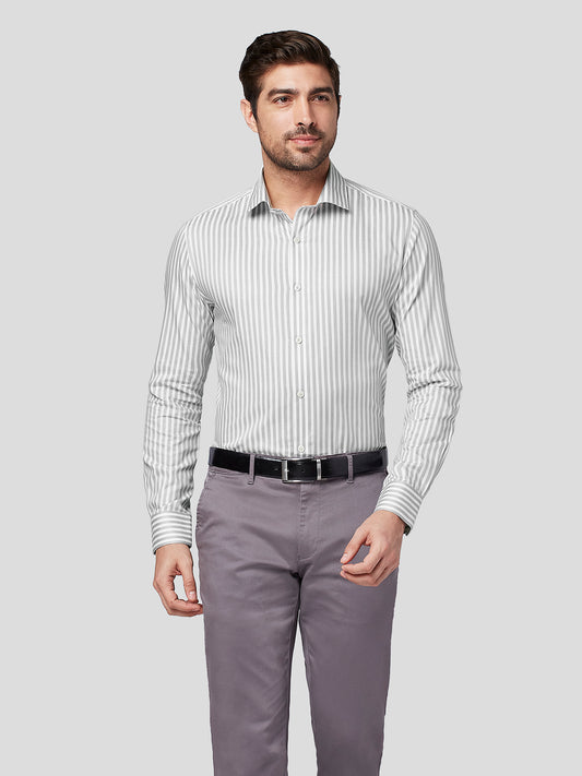 Herald Grey Dobby Stripes Shirt