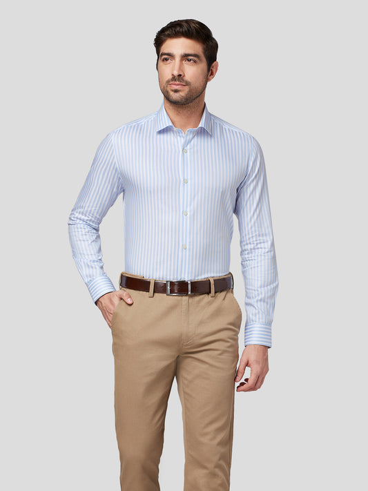 Galvanic Blue Dobby Stripes Shirt