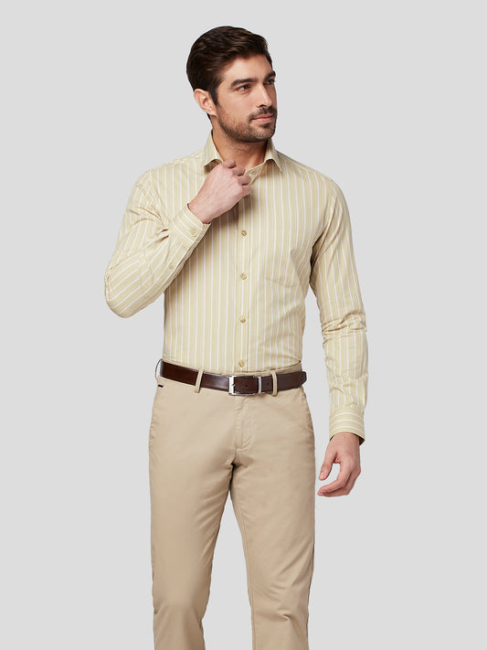 Marvella Beige Striped Cotton Shirt