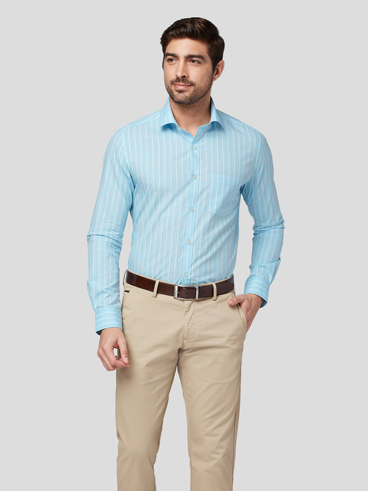 Aphoristic Blue Stripes Cotton Shirt