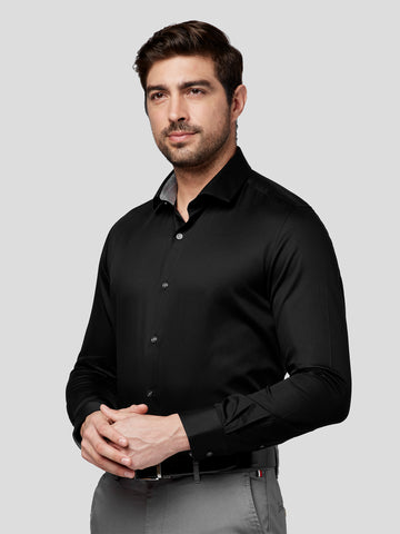 Black Spread Collar Shirt Black Spread Collar Shirt