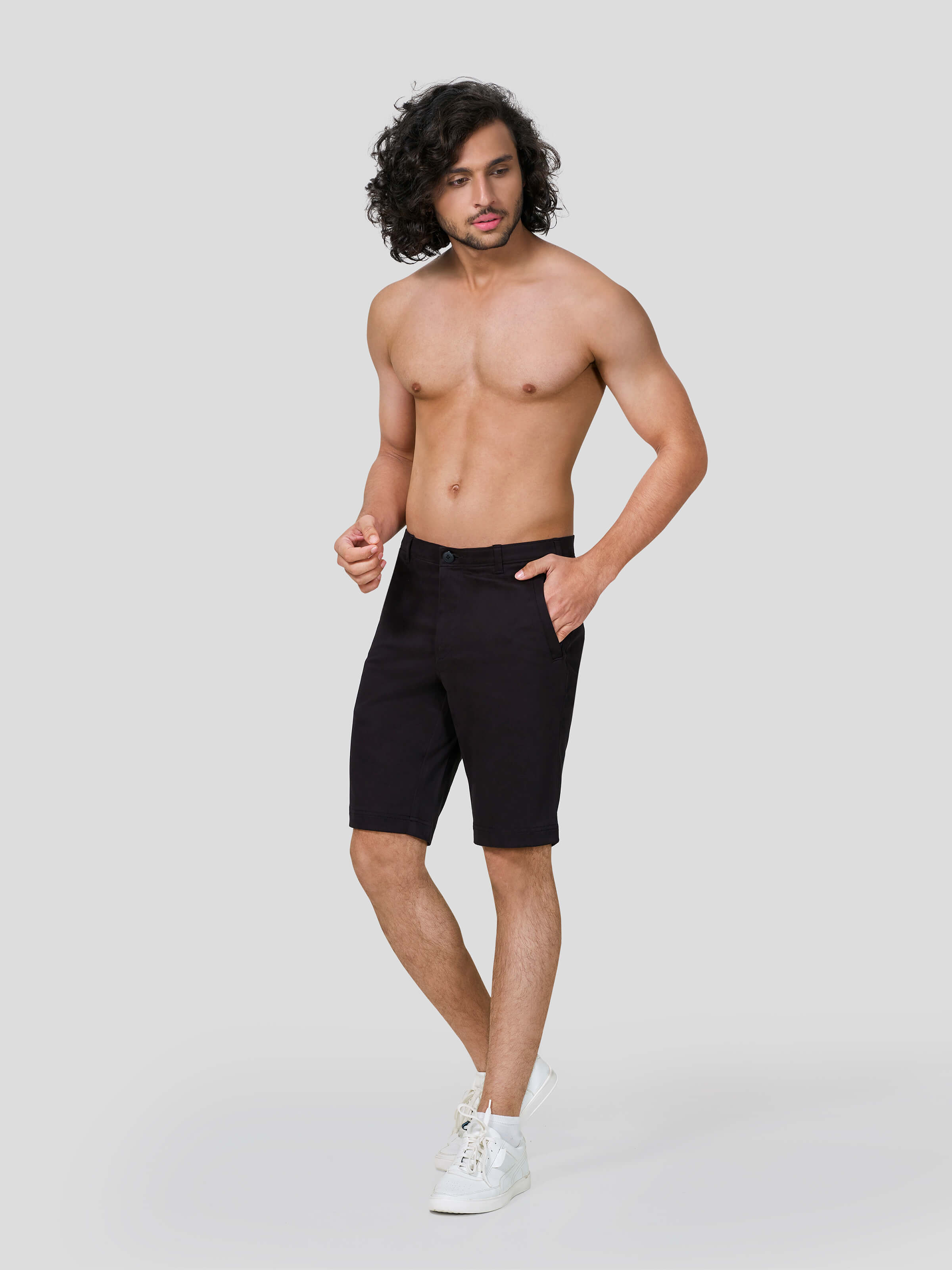 Wayfarer Shorts with Diagonal Zip Pocket - Zest Mélange  Wayfarer Shorts with Diagonal Zip Pocket - Zest Mélange