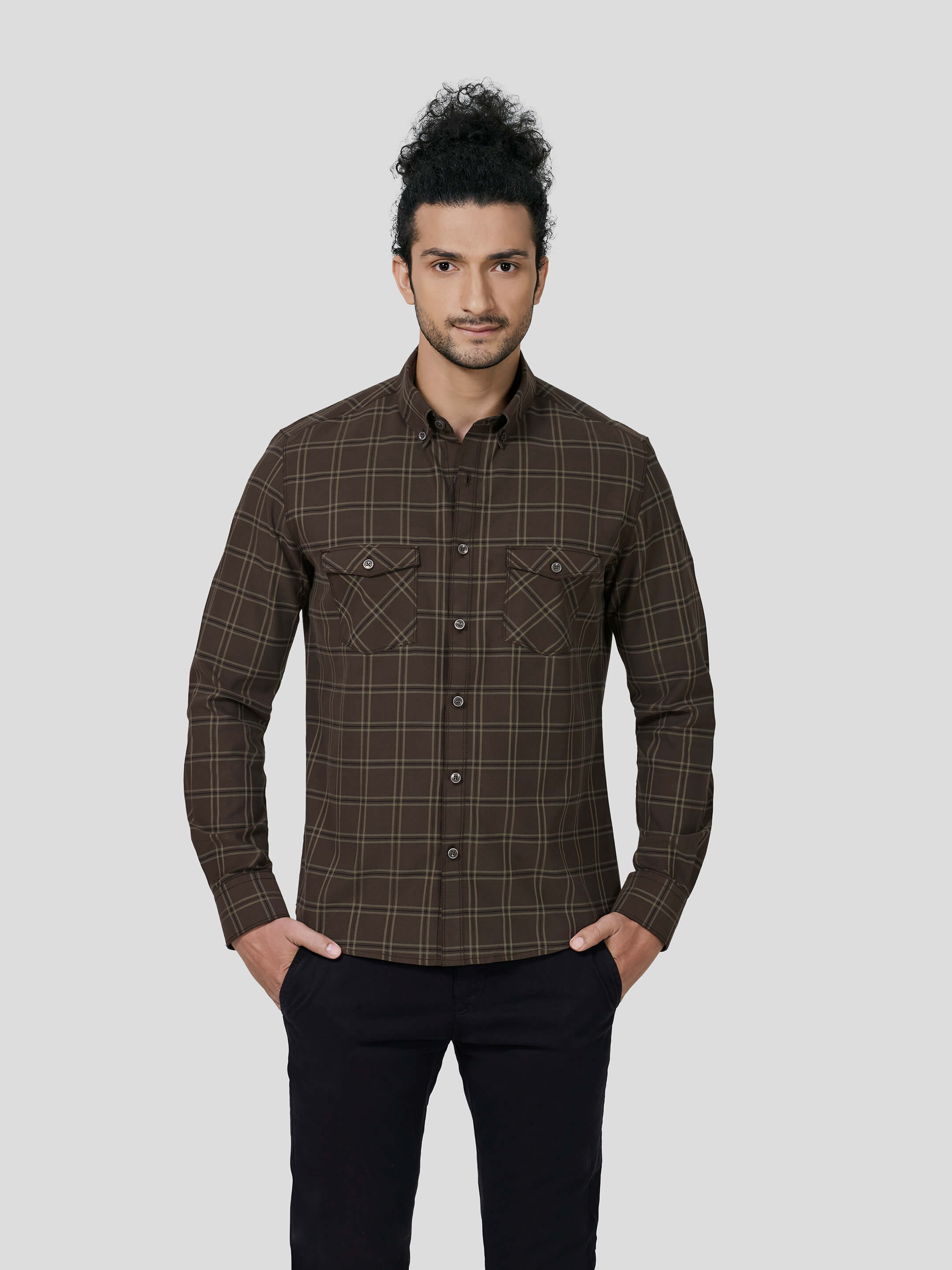 Perseverance Button Down Untuck Check Shirt - Zest Mélange Perseverance Button Down Untuck Check Shirt - Zest Mélange