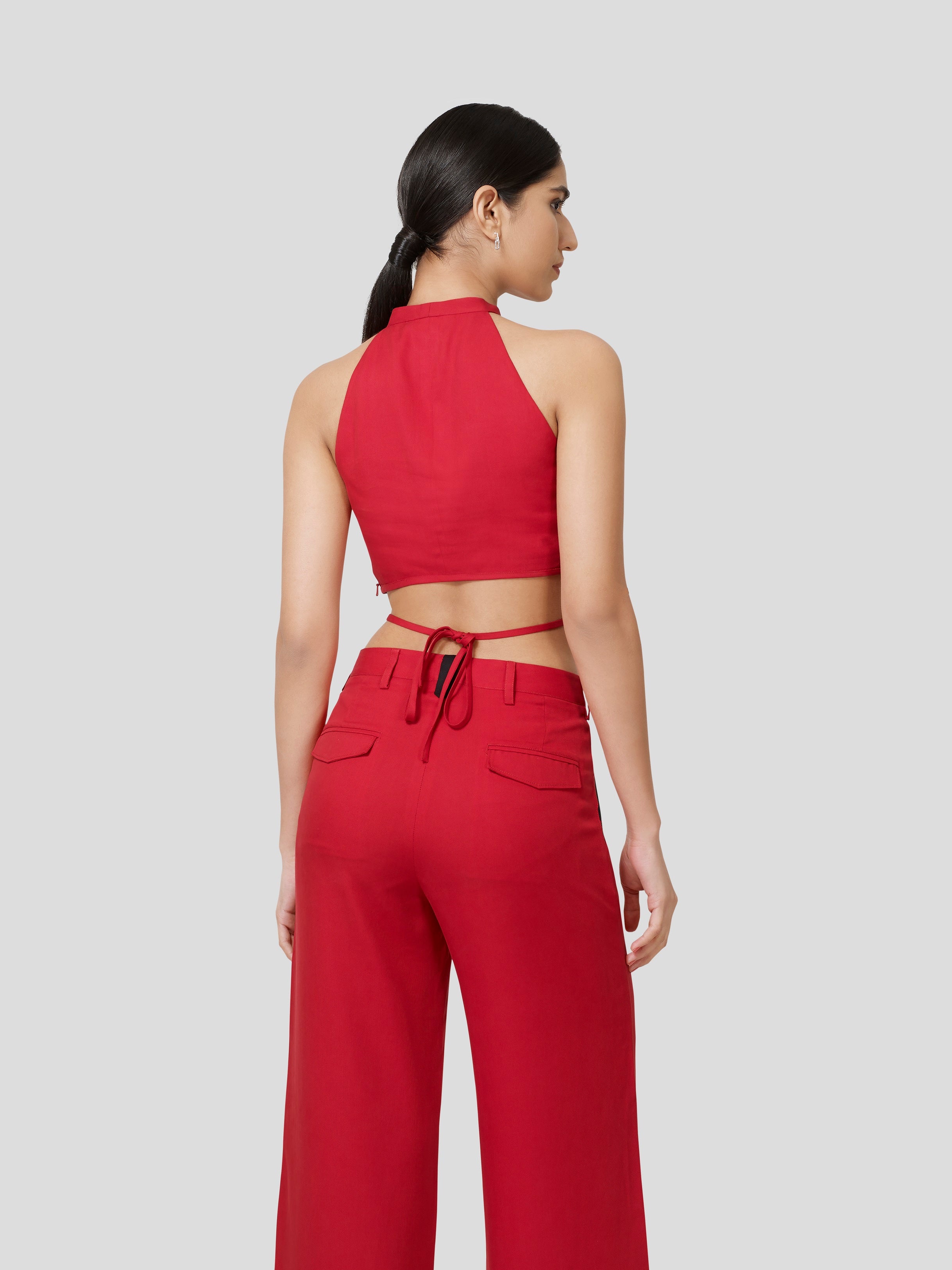 Querencia Twisted Halter Neck Crop Top - Zest Mélange  Querencia Twisted Halter Neck Crop Top - Zest Mélange