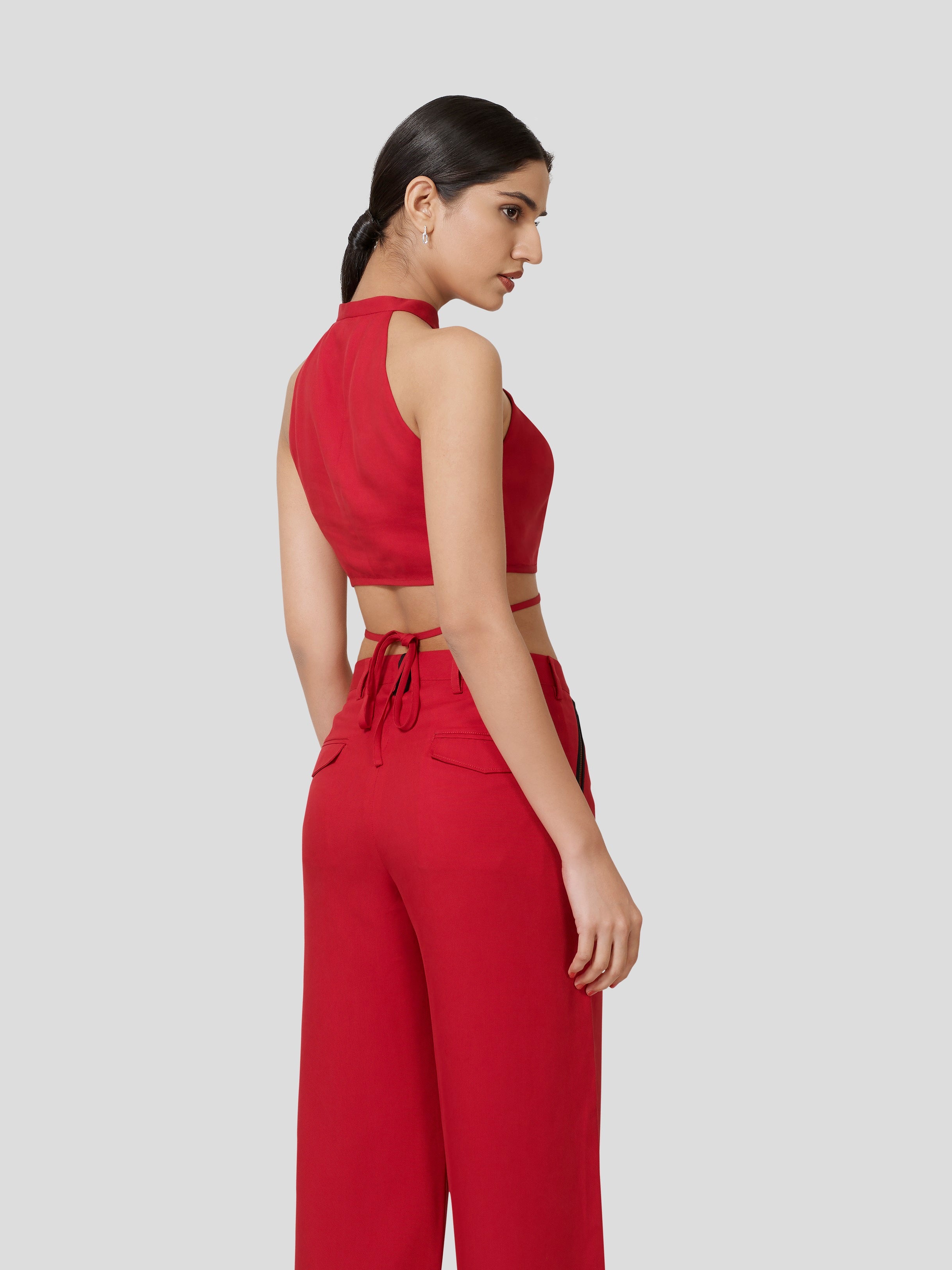 Querencia Twisted Halter Neck Crop Top - Zest Mélange  Querencia Twisted Halter Neck Crop Top - Zest Mélange