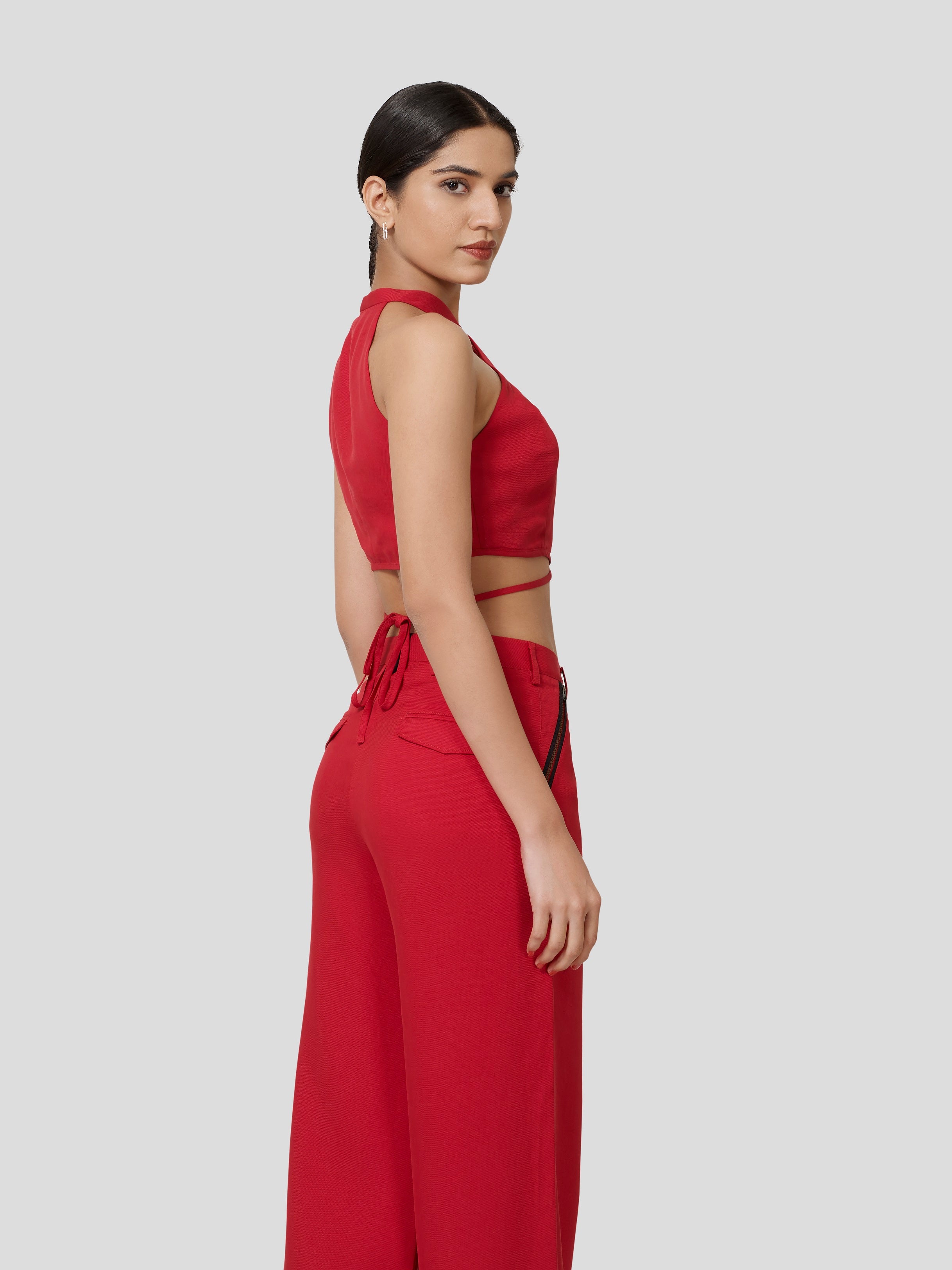 Querencia Twisted Halter Neck Crop Top - Zest Mélange  Querencia Twisted Halter Neck Crop Top - Zest Mélange