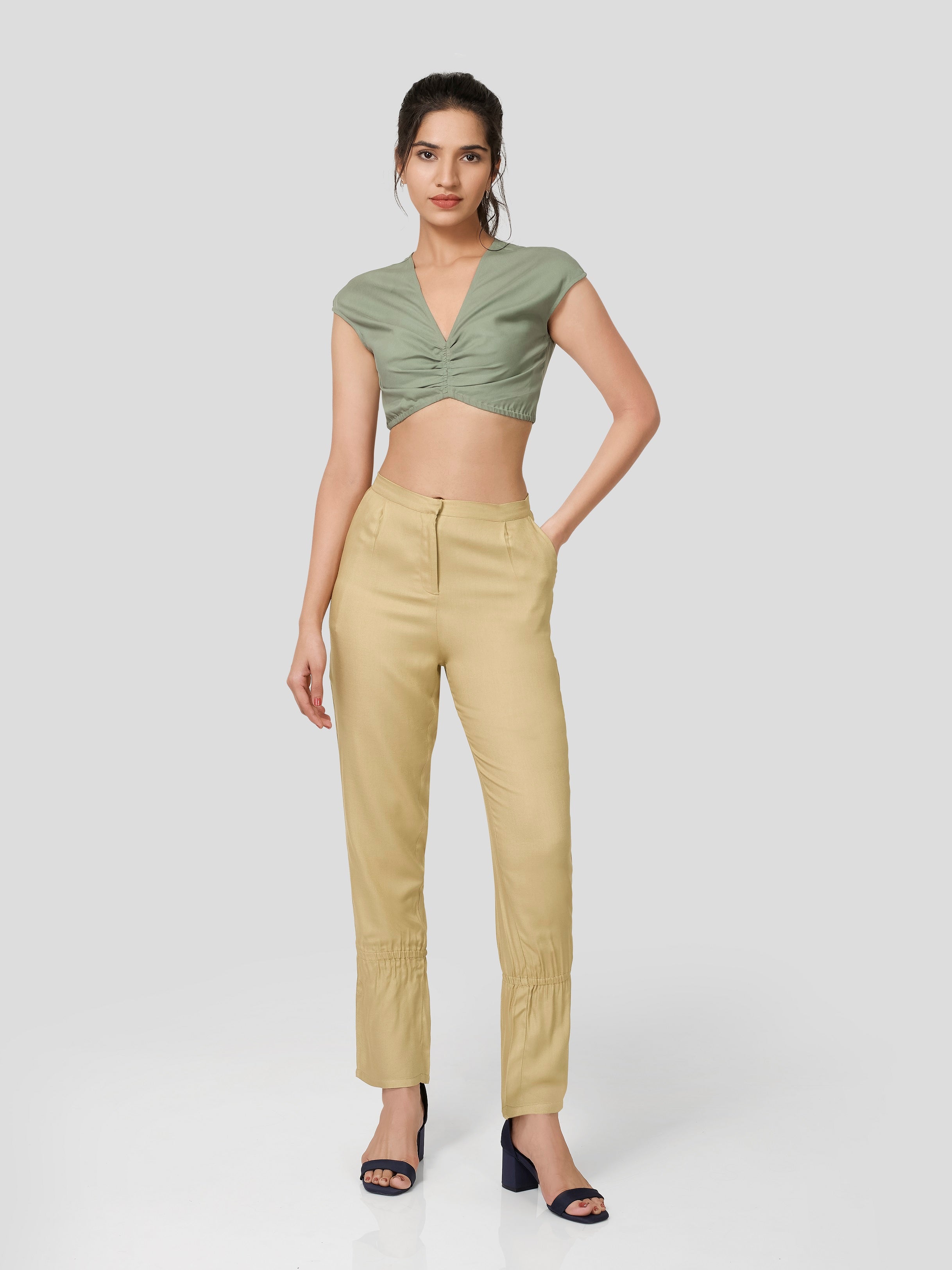 Arioso Rouched Crop Top - Zest Mélange  Arioso Rouched Crop Top - Zest Mélange