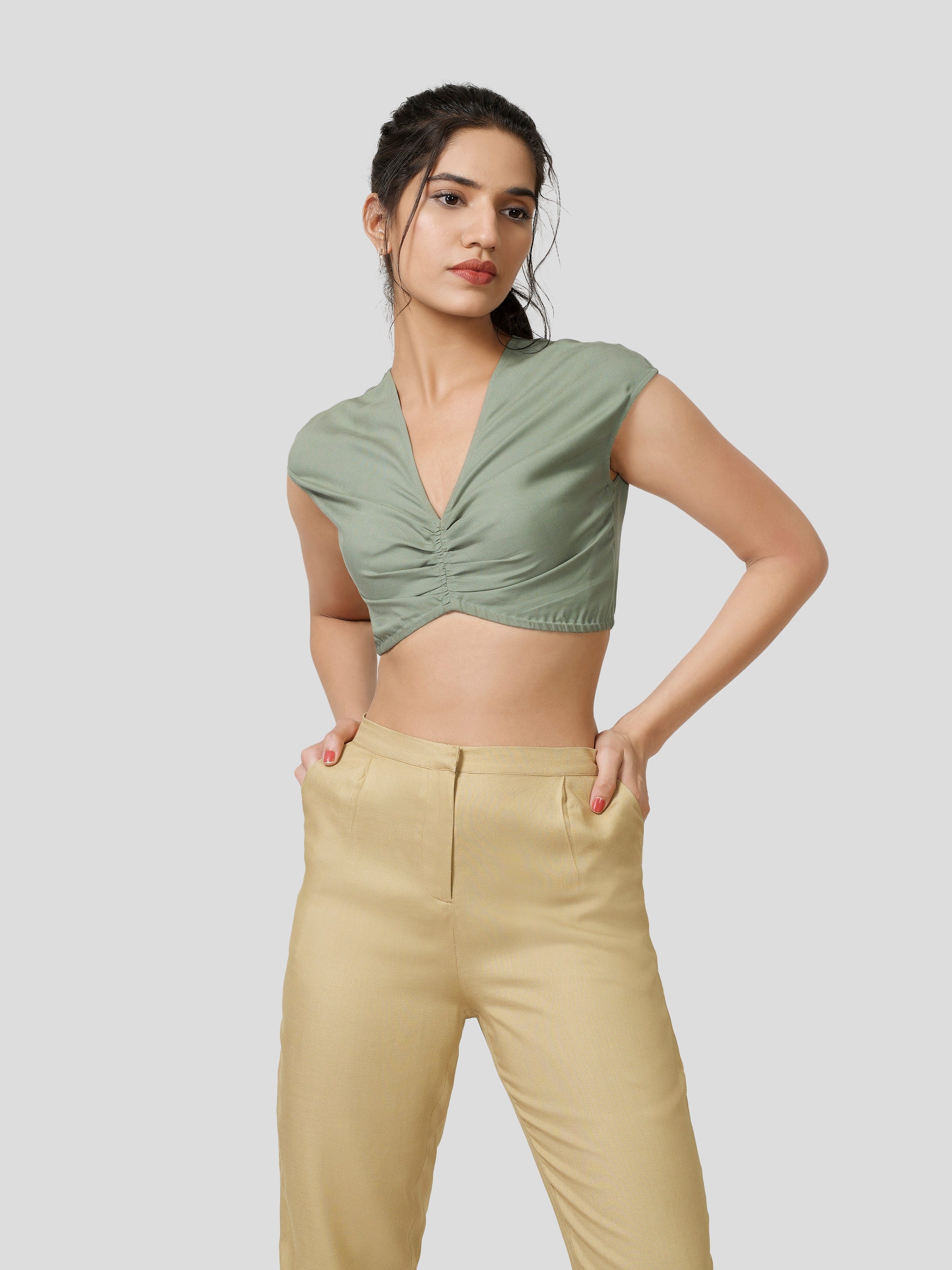 Arioso Rouched Crop Top - Zest Mélange  Arioso Rouched Crop Top - Zest Mélange