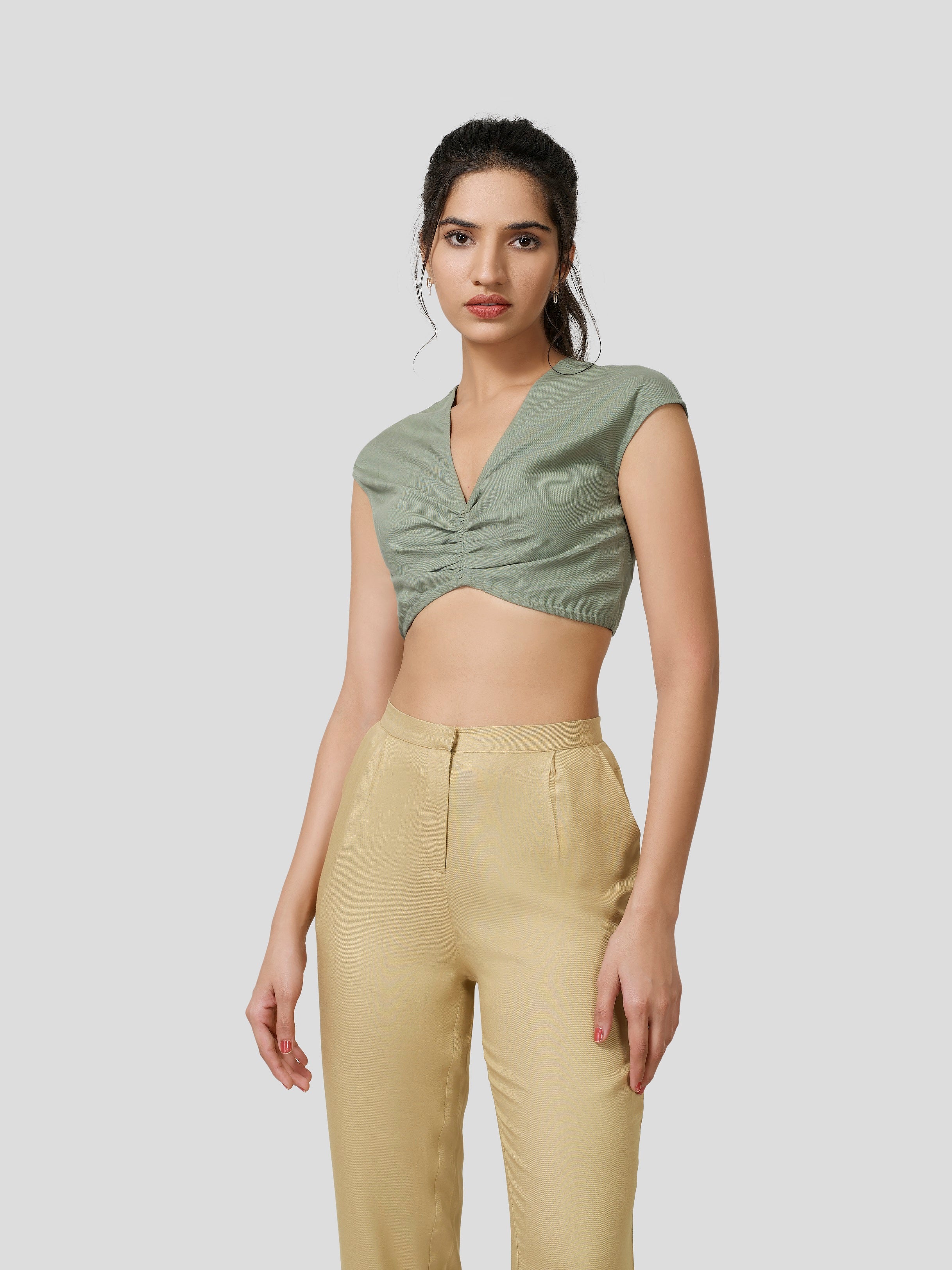 Arioso Rouched Crop Top - Zest Mélange  Arioso Rouched Crop Top - Zest Mélange