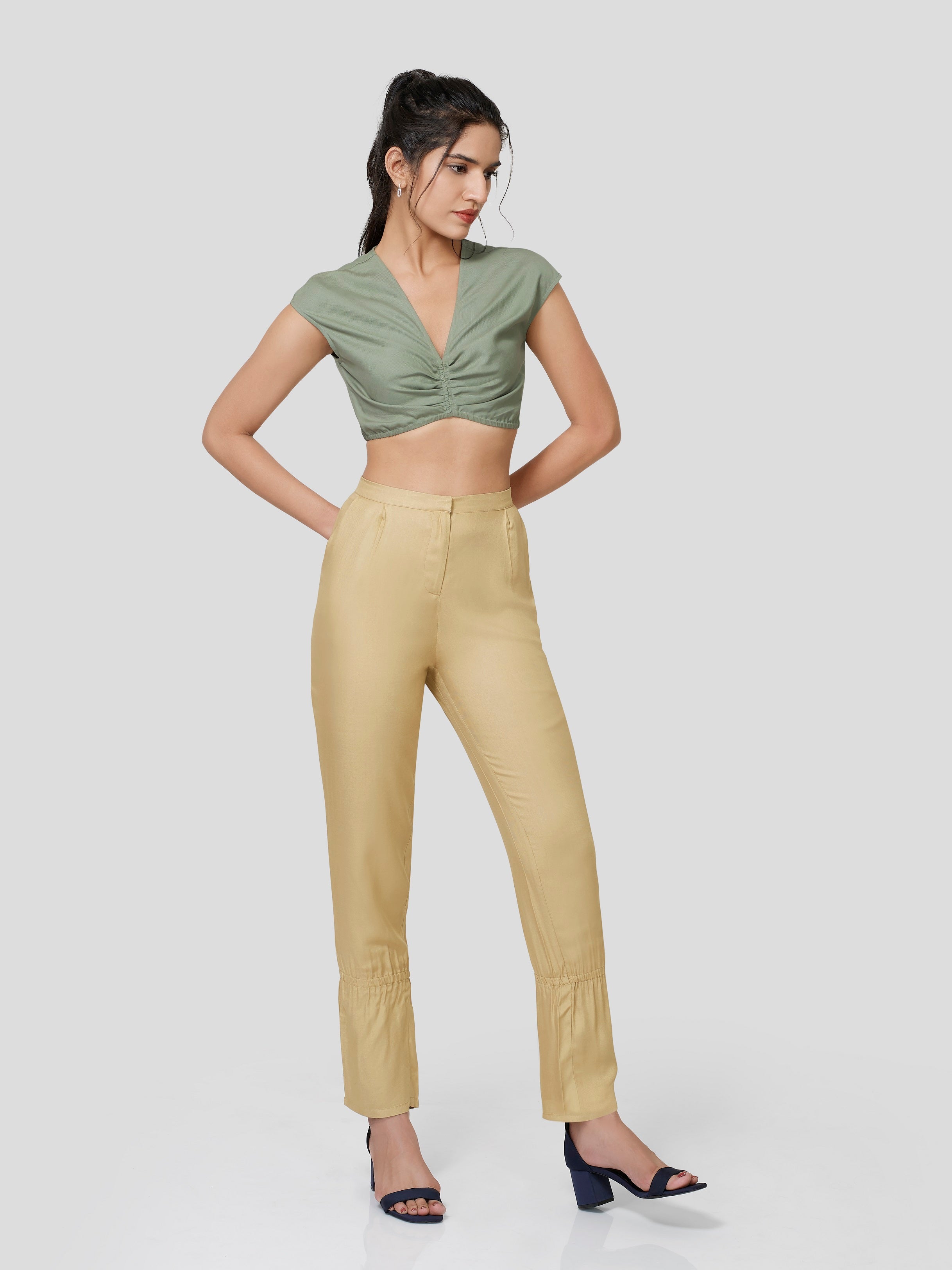 Arioso Rouched Crop Top - Zest Mélange  Arioso Rouched Crop Top - Zest Mélange