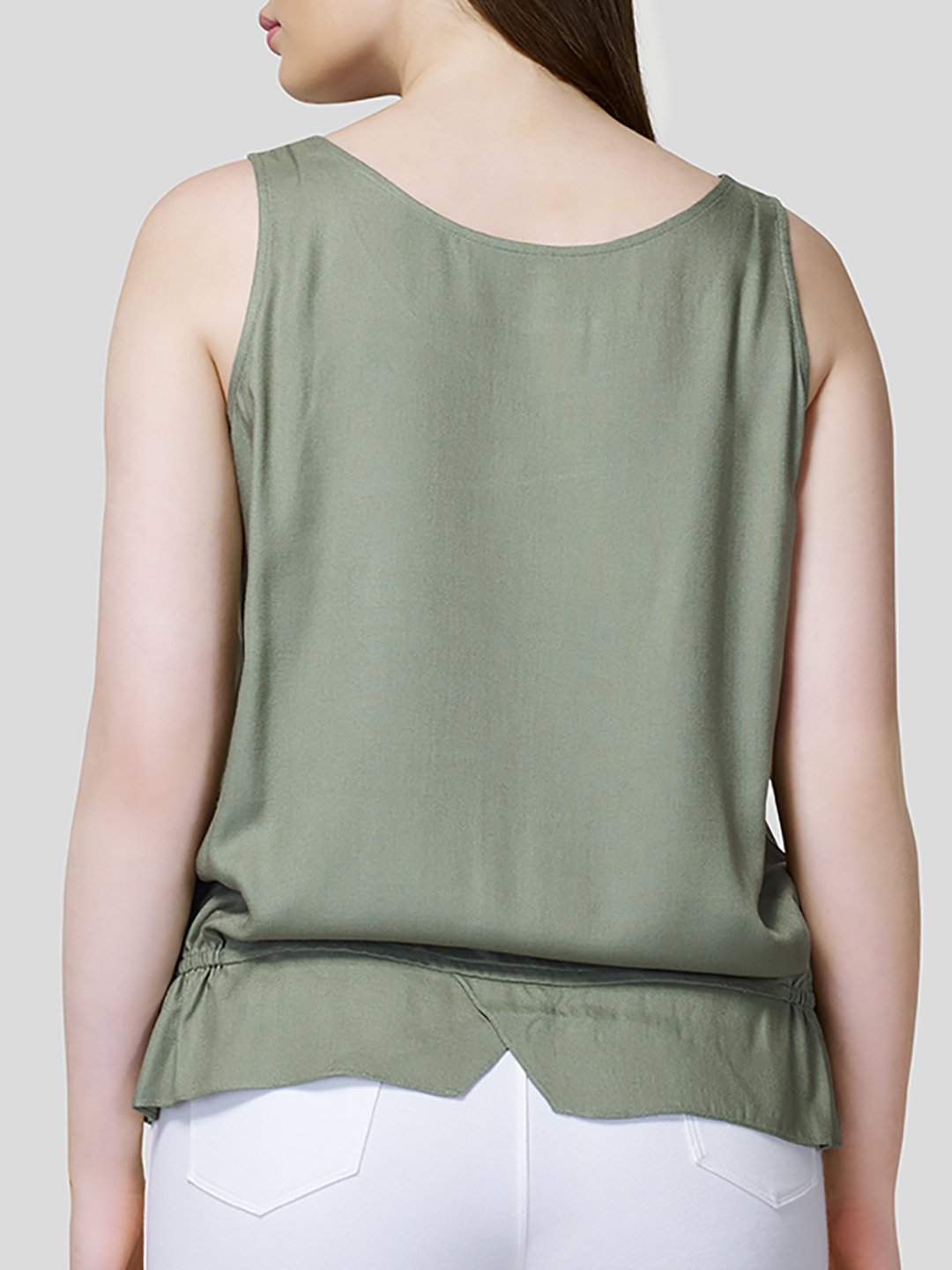 Tank Top With Elasticated Waist Detail - Zest Mélange  Tank Top With Elasticated Waist Detail - Zest Mélange