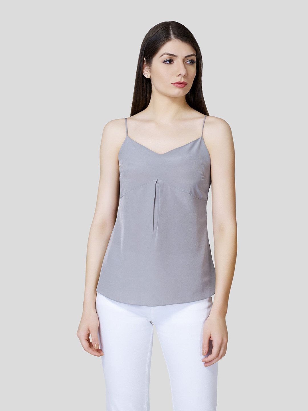 'V' Neck Strappy Camisole With Fall Detail - Zest Mélange  'V' Neck Strappy Camisole With Fall Detail - Zest Mélange