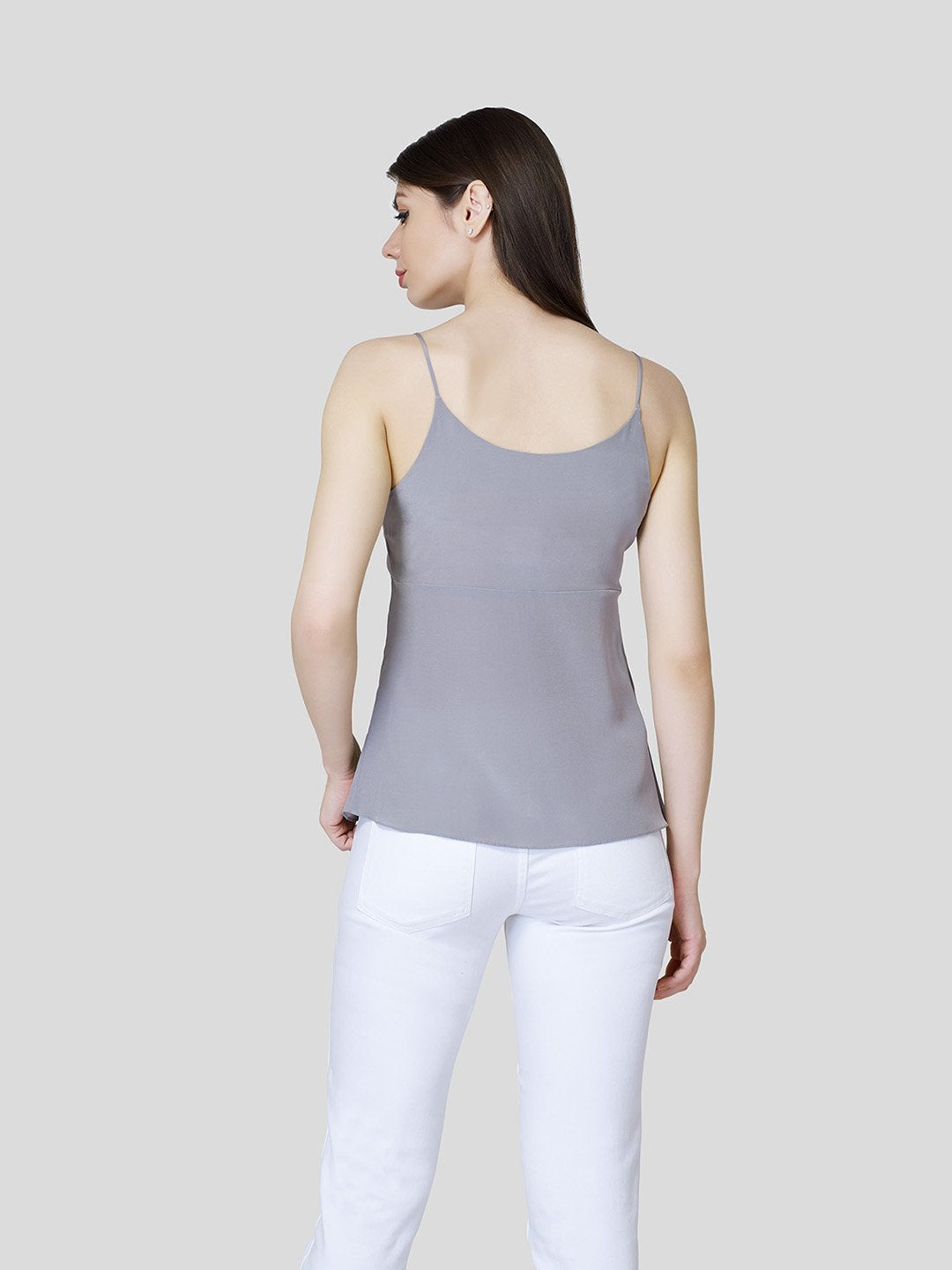 'V' Neck Strappy Camisole With Fall Detail - Zest Mélange  'V' Neck Strappy Camisole With Fall Detail - Zest Mélange