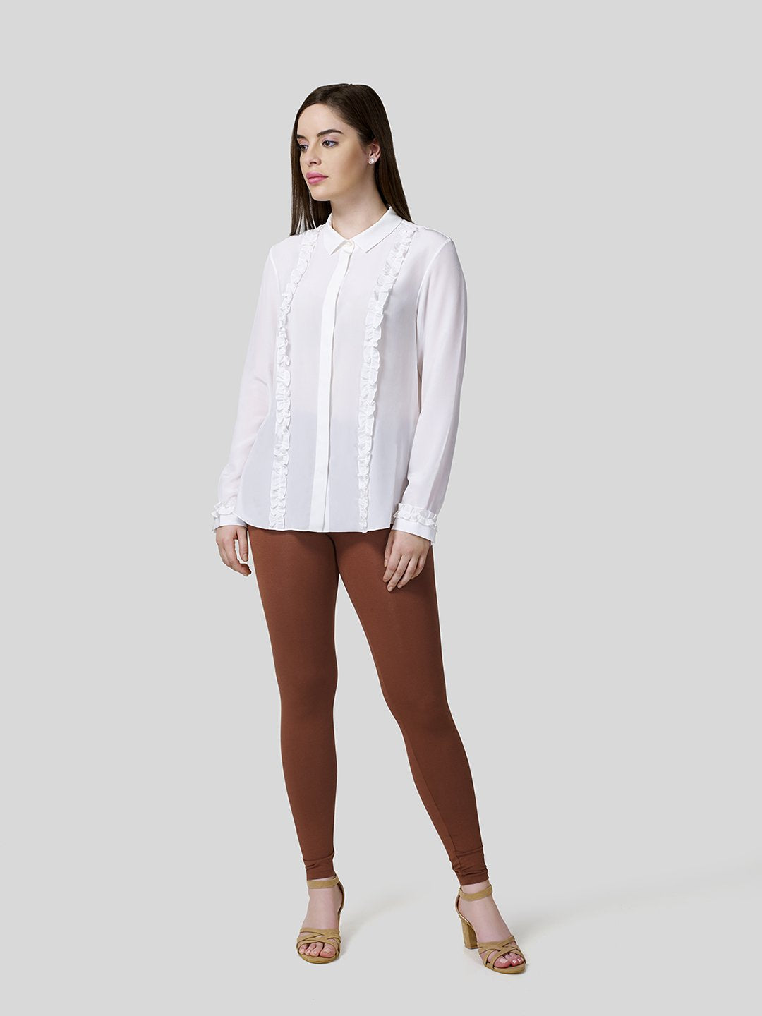 Cuff With Ruffle Trim Detail At Front And Cuff - Zest Mélange  Cuff With Ruffle Trim Detail At Front And Cuff - Zest Mélange