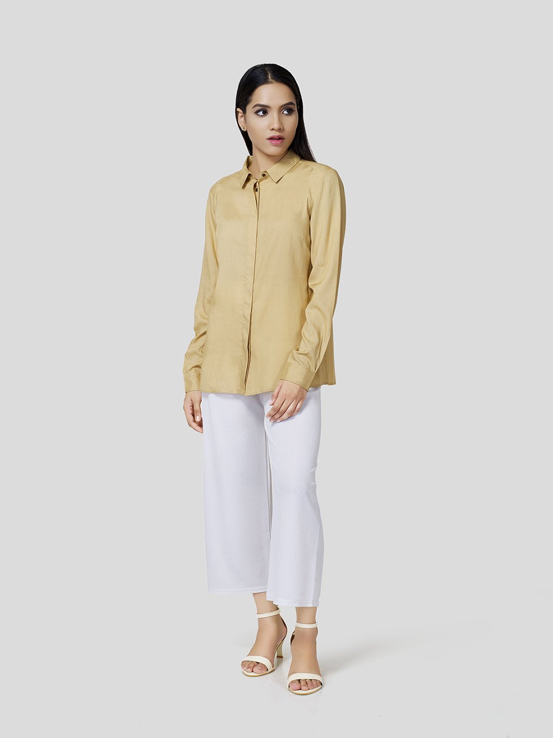 Formal Shirt With Yoke Detail (Beige) - Zest Mélange  Formal Shirt With Yoke Detail (Beige) - Zest Mélange