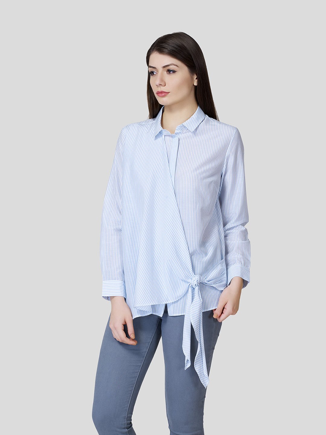 Draped Front Shirt - Zest Mélange  Draped Front Shirt - Zest Mélange