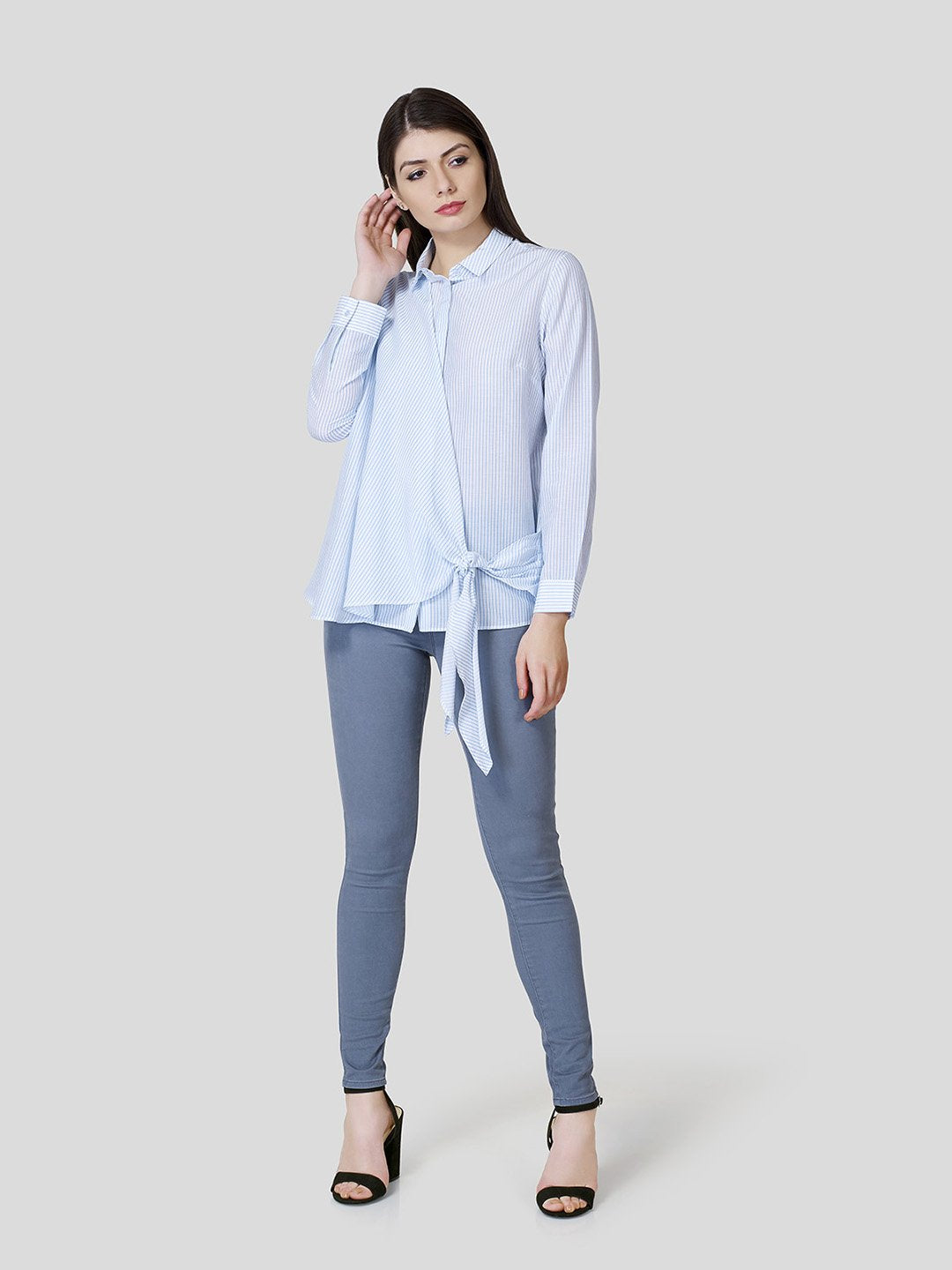 Draped Front Shirt - Zest Mélange  Draped Front Shirt - Zest Mélange