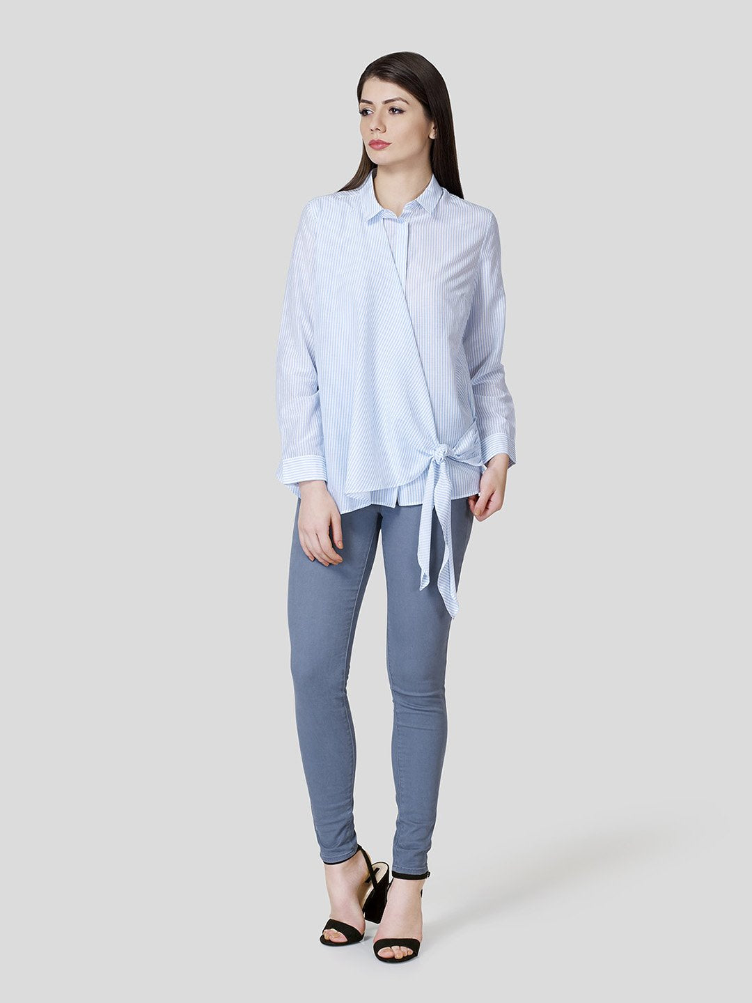 Draped Front Shirt - Zest Mélange  Draped Front Shirt - Zest Mélange