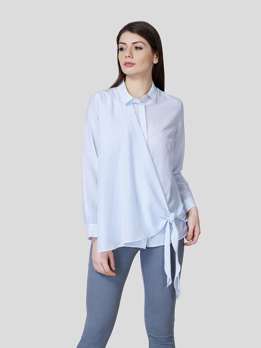 Draped Front Shirt - Zest Mélange  Draped Front Shirt - Zest Mélange