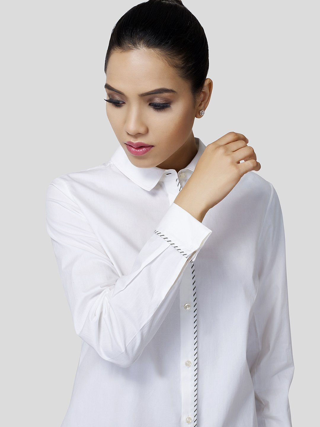 Stripe Piping Detail Shirt - Zest Mélange  Stripe Piping Detail Shirt - Zest Mélange