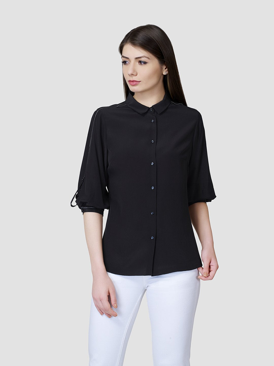 Balloon Sleeve Shirt - Zest Mélange  Balloon Sleeve Shirt - Zest Mélange