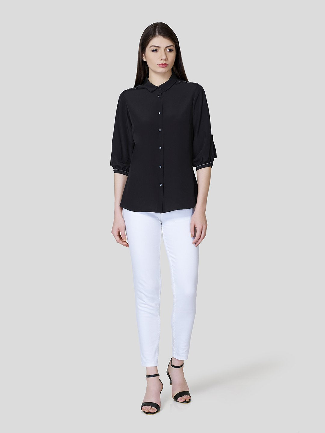 Balloon Sleeve Shirt - Zest Mélange  Balloon Sleeve Shirt - Zest Mélange