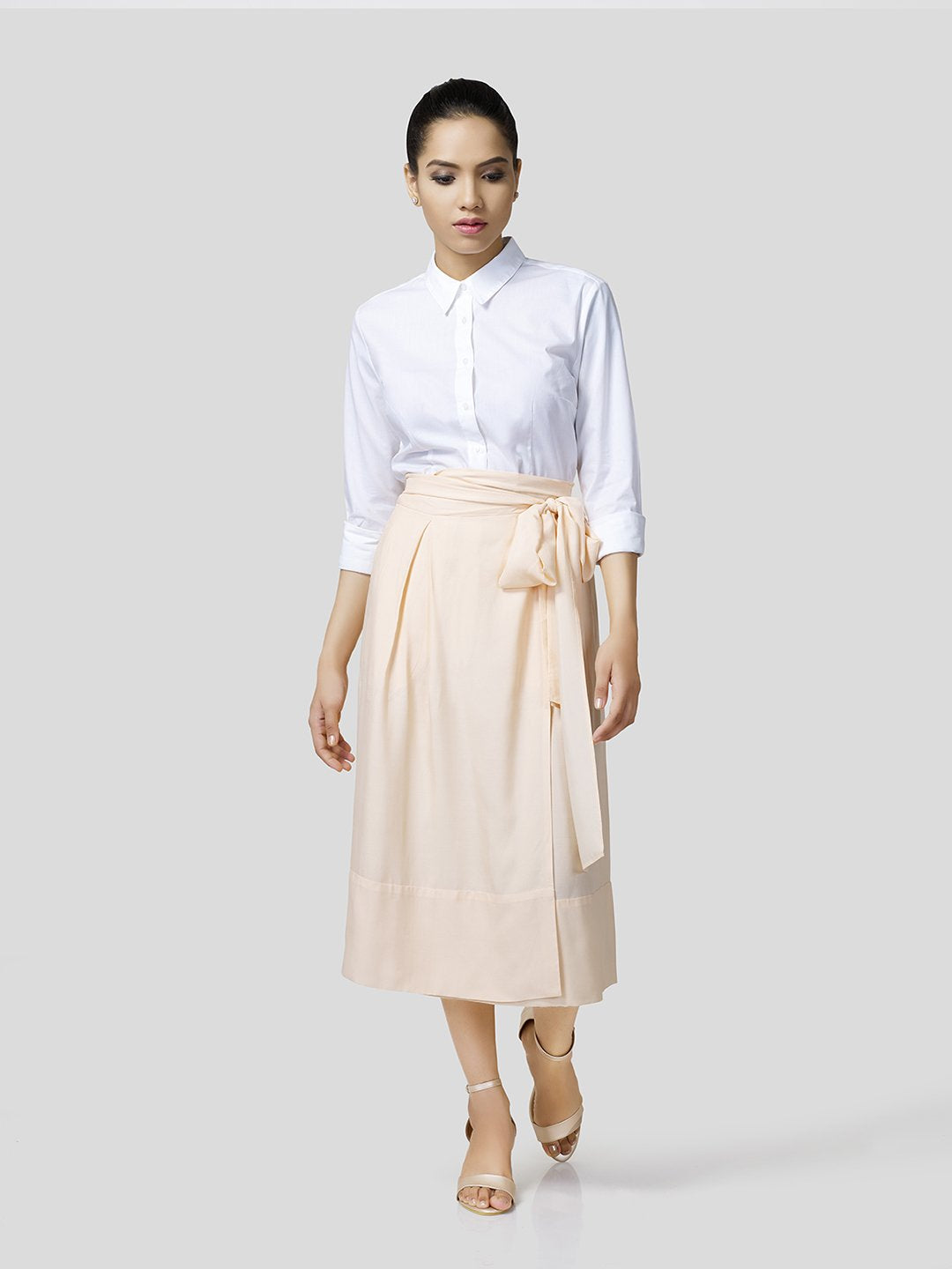 Box Pleated Warp-A-Round Skirt - Zest Mélange  Box Pleated Warp-A-Round Skirt - Zest Mélange