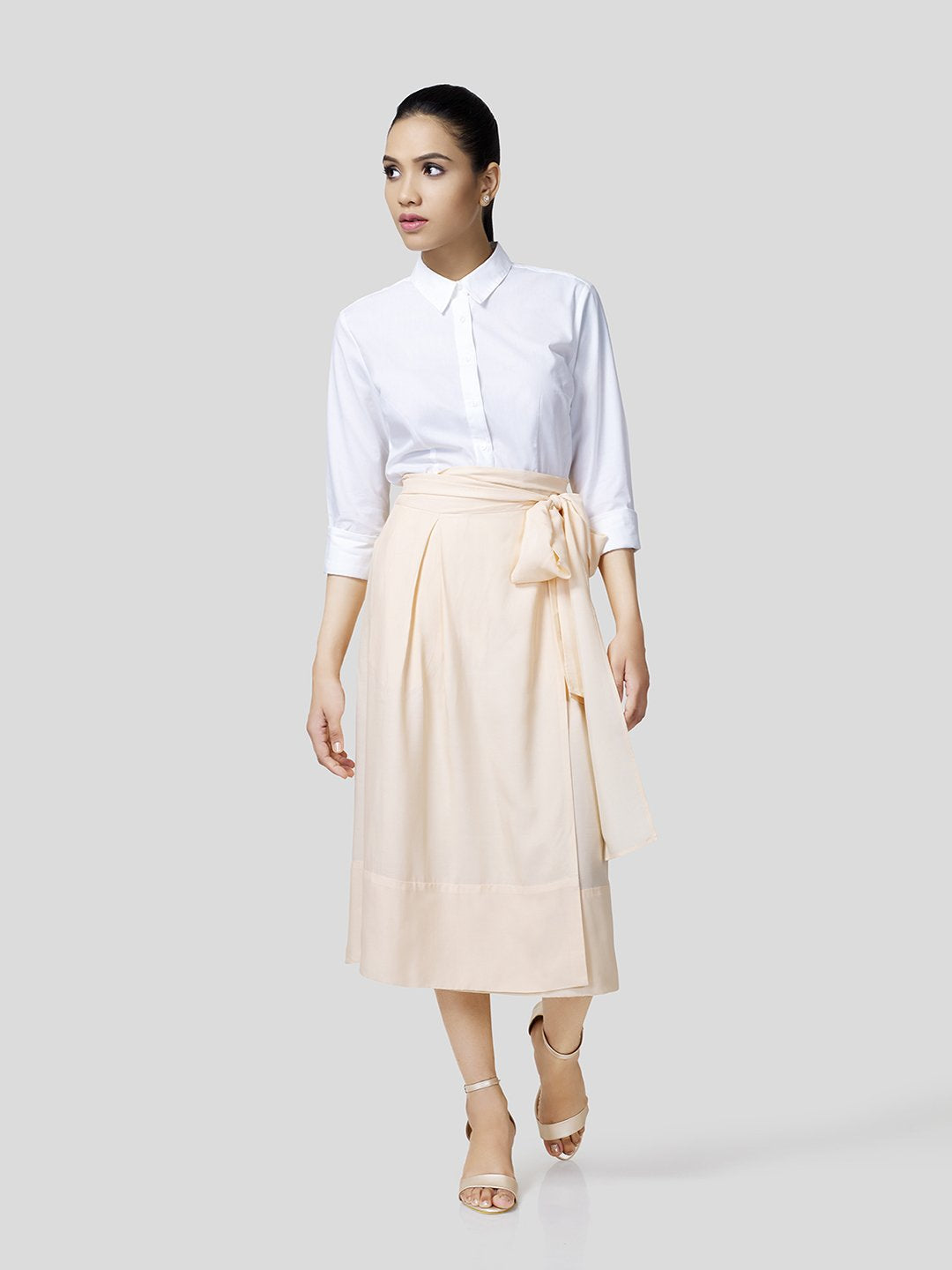 Box Pleated Warp-A-Round Skirt - Zest Mélange  Box Pleated Warp-A-Round Skirt - Zest Mélange