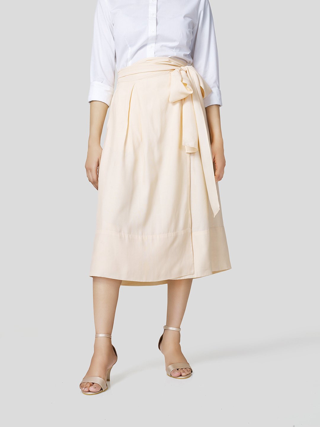 Box Pleated Warp-A-Round Skirt - Zest Mélange  Box Pleated Warp-A-Round Skirt - Zest Mélange