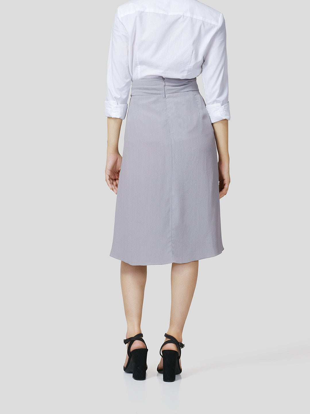 Skirt With Gathered Waistband Detail - Zest Mélange  Skirt With Gathered Waistband Detail - Zest Mélange