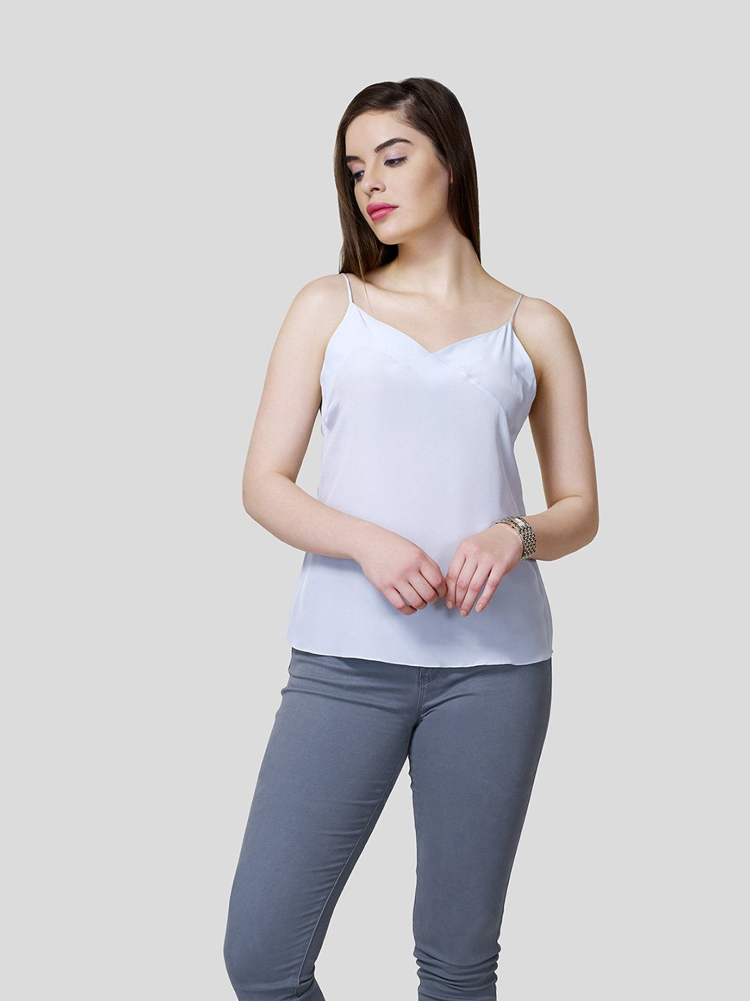 Strappy Camisole With Overlap Detail - Zest Mélange  Strappy Camisole With Overlap Detail - Zest Mélange