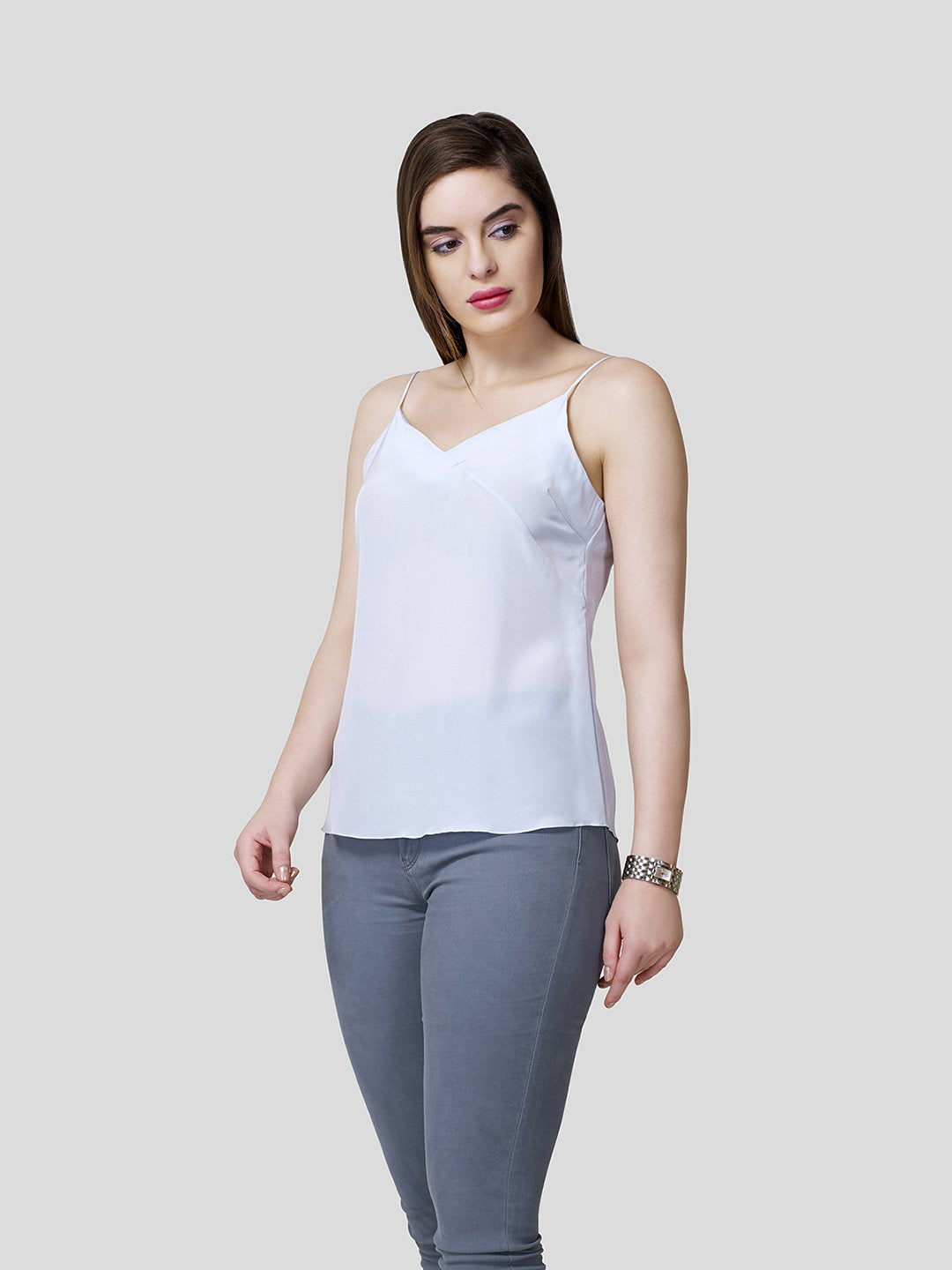 Strappy Camisole With Overlap Detail - Zest Mélange  Strappy Camisole With Overlap Detail - Zest Mélange