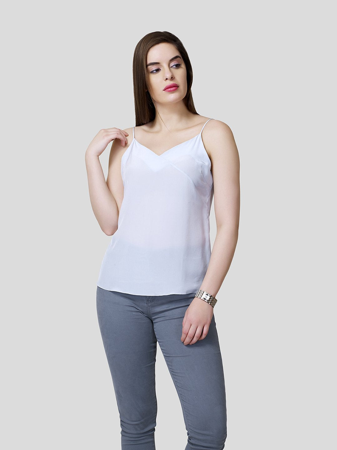 Strappy Camisole With Overlap Detail - Zest Mélange  Strappy Camisole With Overlap Detail - Zest Mélange