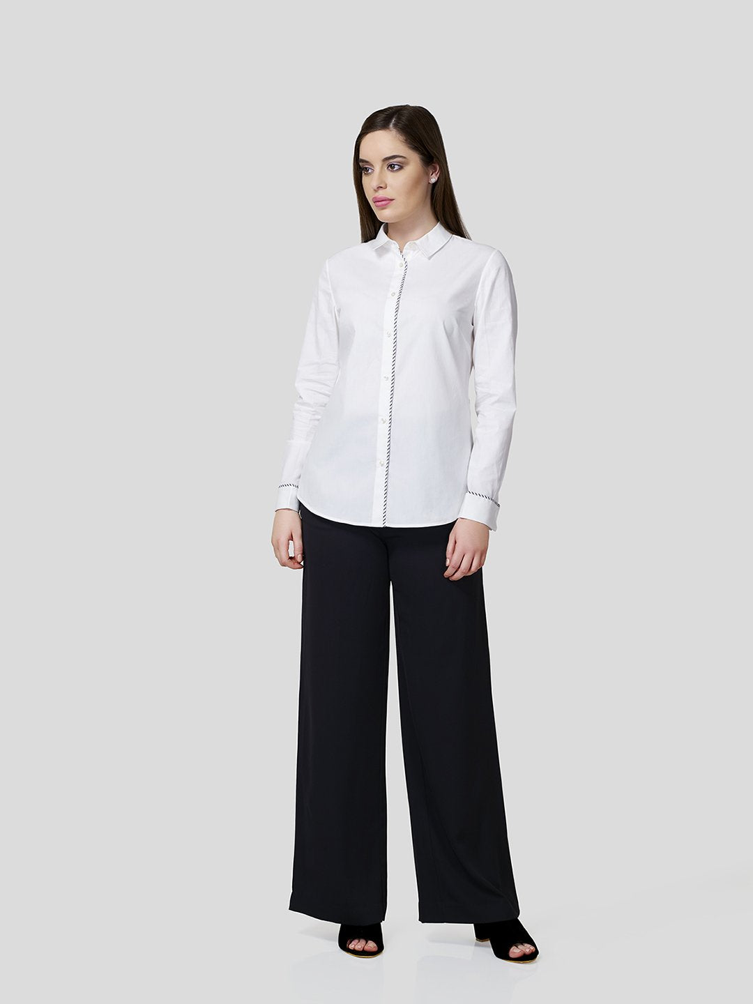 Stripe Piping Detail Shirt - Zest Mélange  Stripe Piping Detail Shirt - Zest Mélange