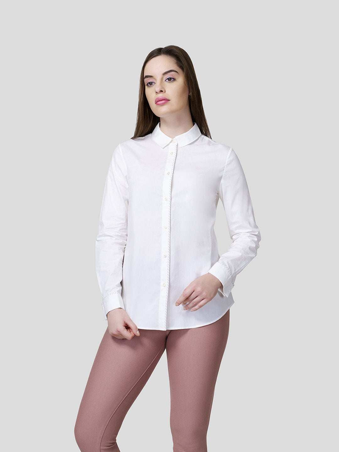 Stripe Piping Detail Shirt - Zest Mélange  Stripe Piping Detail Shirt - Zest Mélange