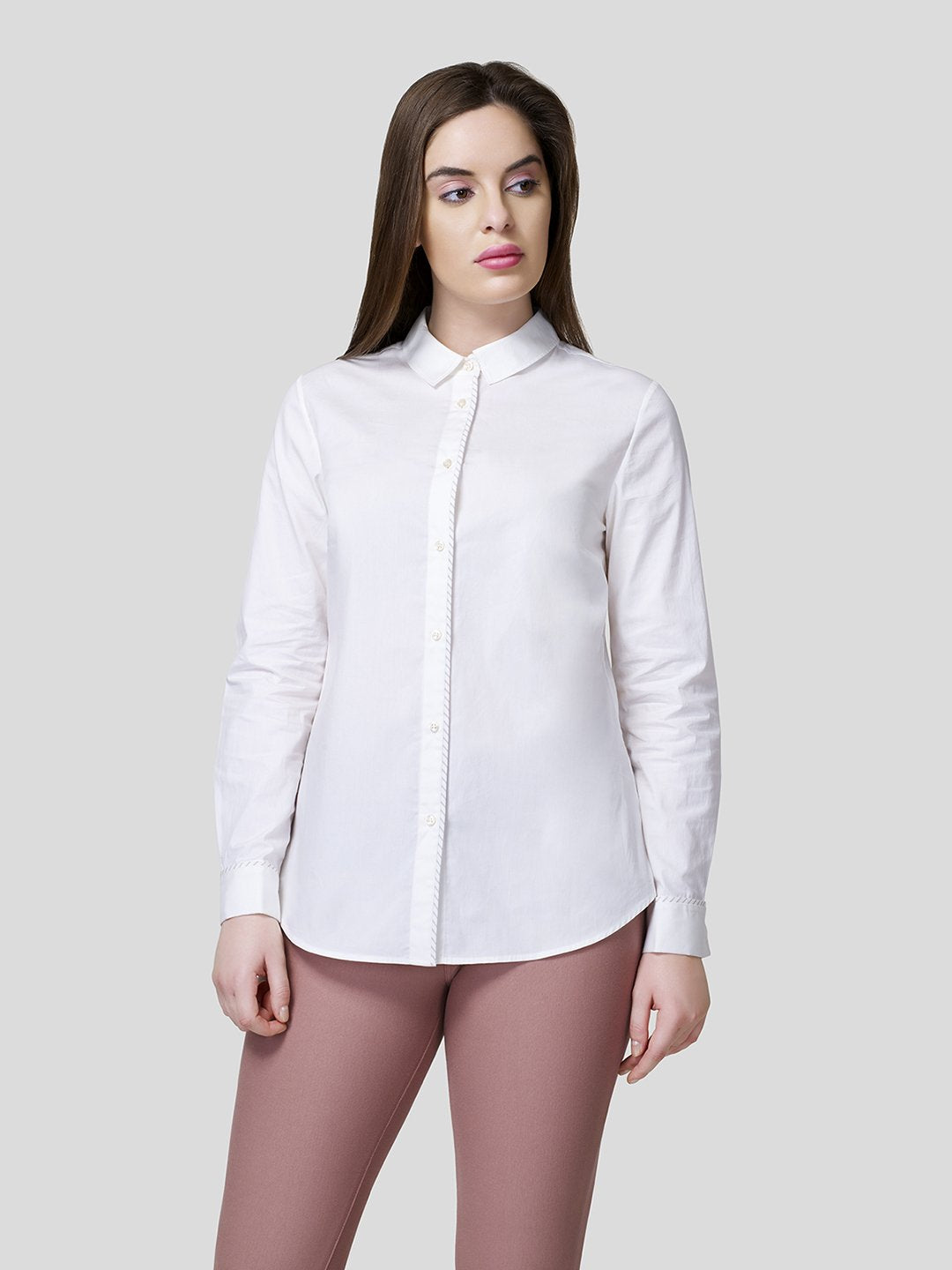 Stripe Piping Detail Shirt - Zest Mélange  Stripe Piping Detail Shirt - Zest Mélange