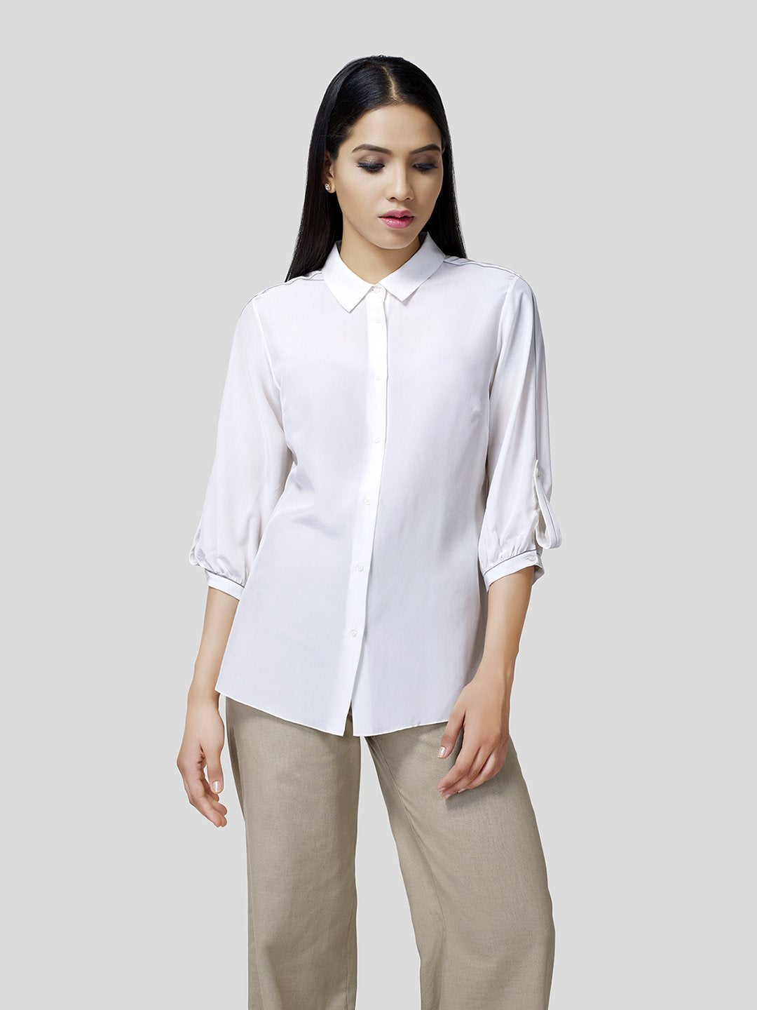 Balloon Sleeve Shirt - Zest Mélange  Balloon Sleeve Shirt - Zest Mélange