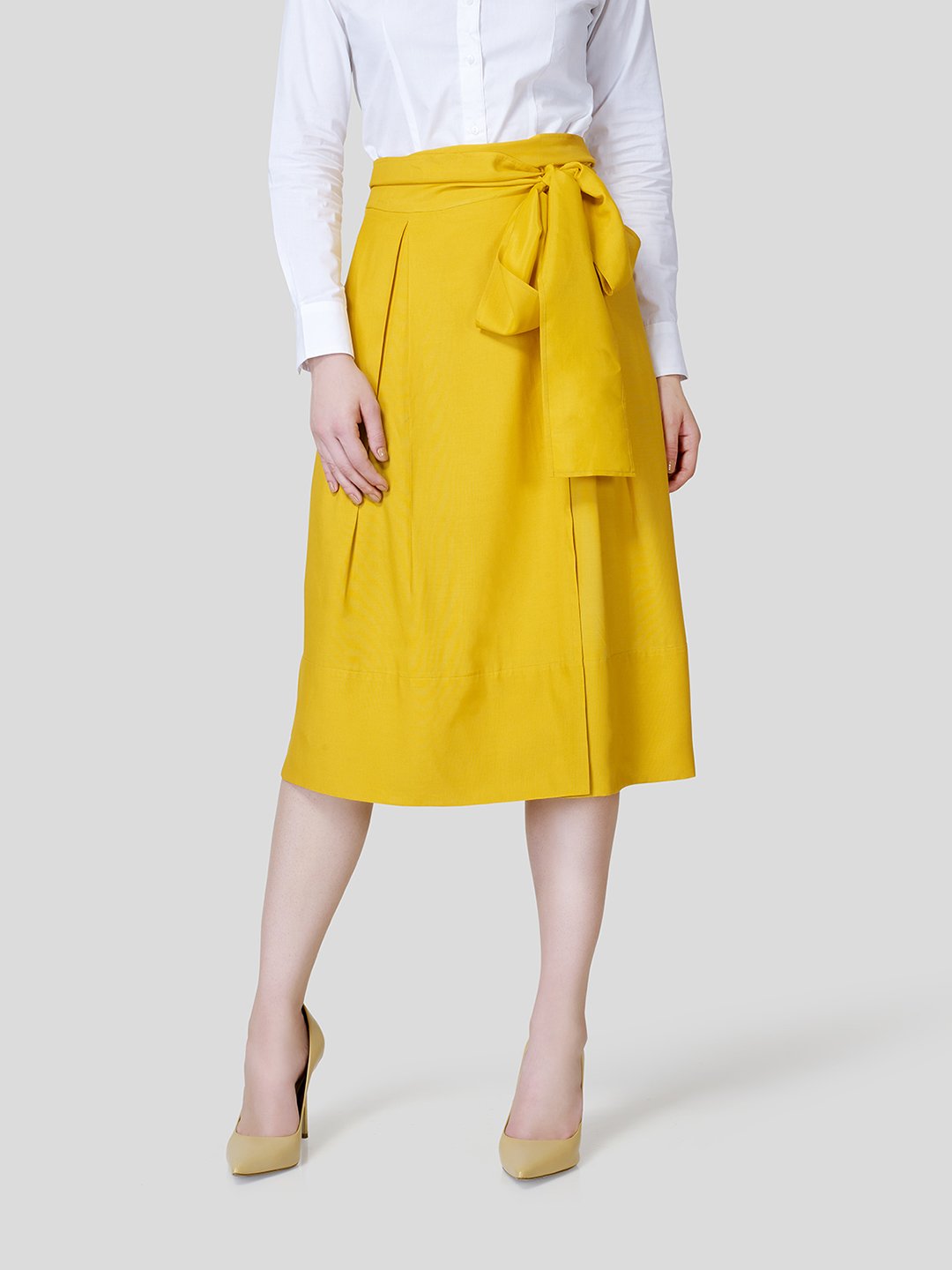 Box Pleated Warp-A-Round Skirt - Zest Mélange  Box Pleated Warp-A-Round Skirt - Zest Mélange