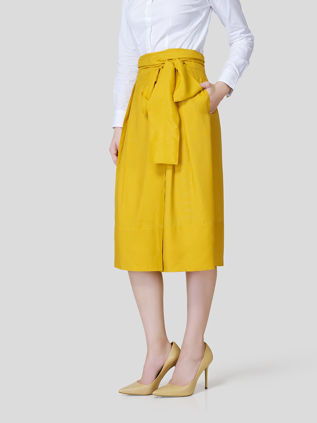 Box Pleated Warp-A-Round Skirt - Zest Mélange  Box Pleated Warp-A-Round Skirt - Zest Mélange