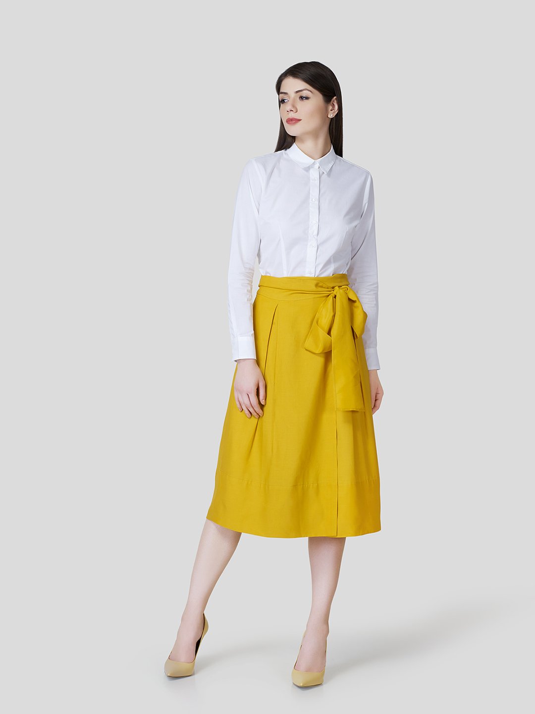 Box Pleated Warp-A-Round Skirt - Zest Mélange  Box Pleated Warp-A-Round Skirt - Zest Mélange