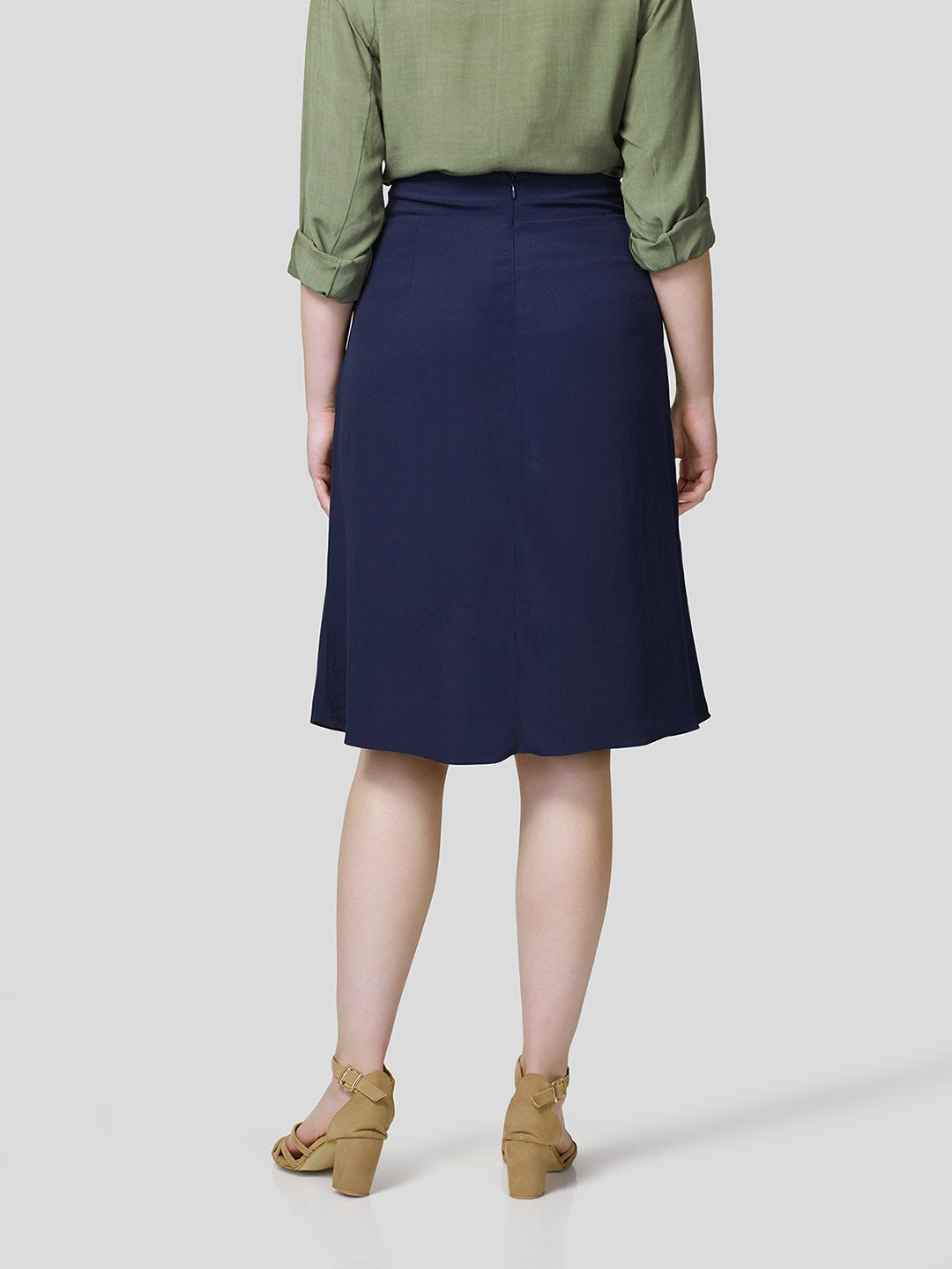 Skirt With Gathered Waistband Detail - Zest Mélange  Skirt With Gathered Waistband Detail - Zest Mélange