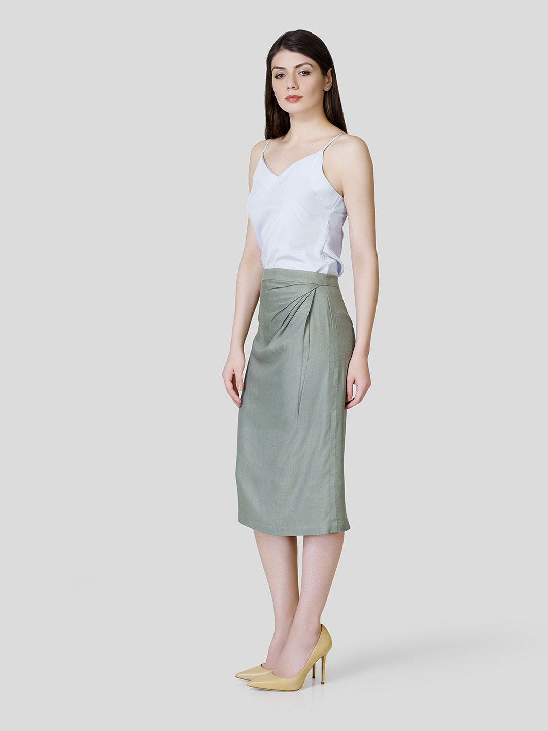 Draped Front Skirt - Zest Mélange  Draped Front Skirt - Zest Mélange