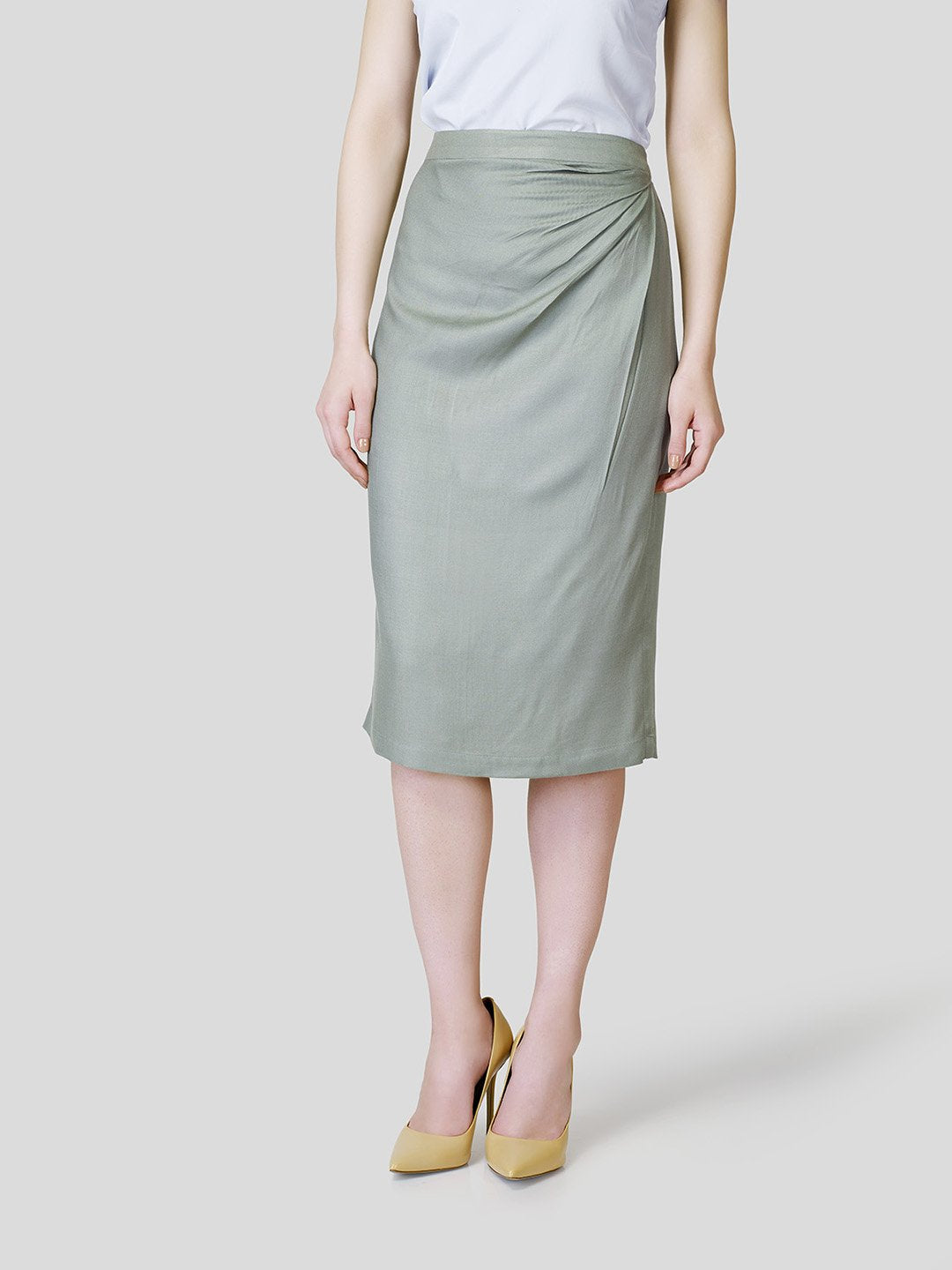 Draped Front Skirt - Zest Mélange  Draped Front Skirt - Zest Mélange