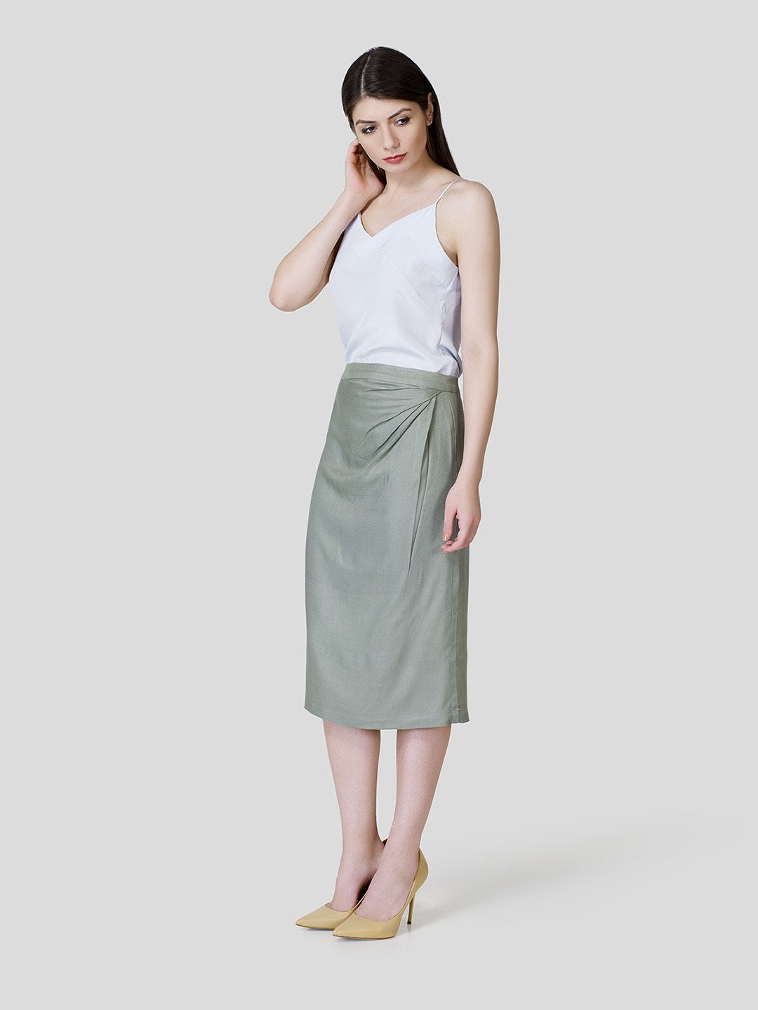 Draped Front Skirt - Zest Mélange  Draped Front Skirt - Zest Mélange