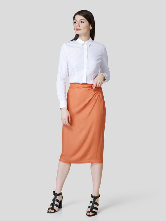 Draped Front Skirt - Zest Mélange