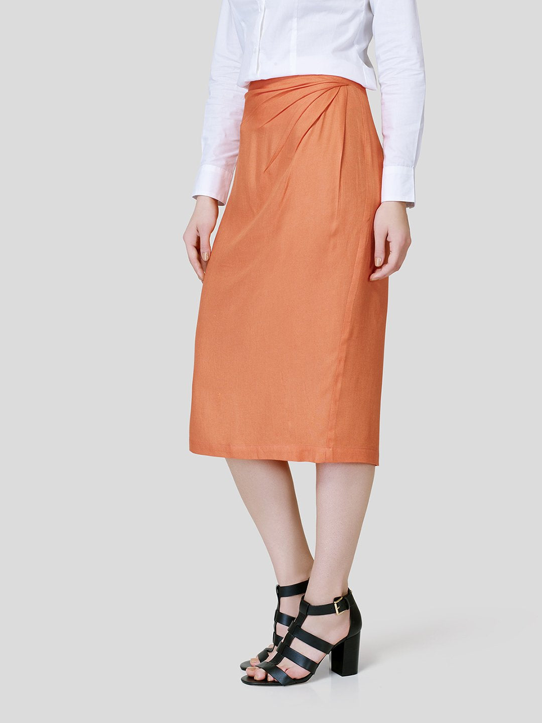Draped Front Skirt - Zest Mélange  Draped Front Skirt - Zest Mélange