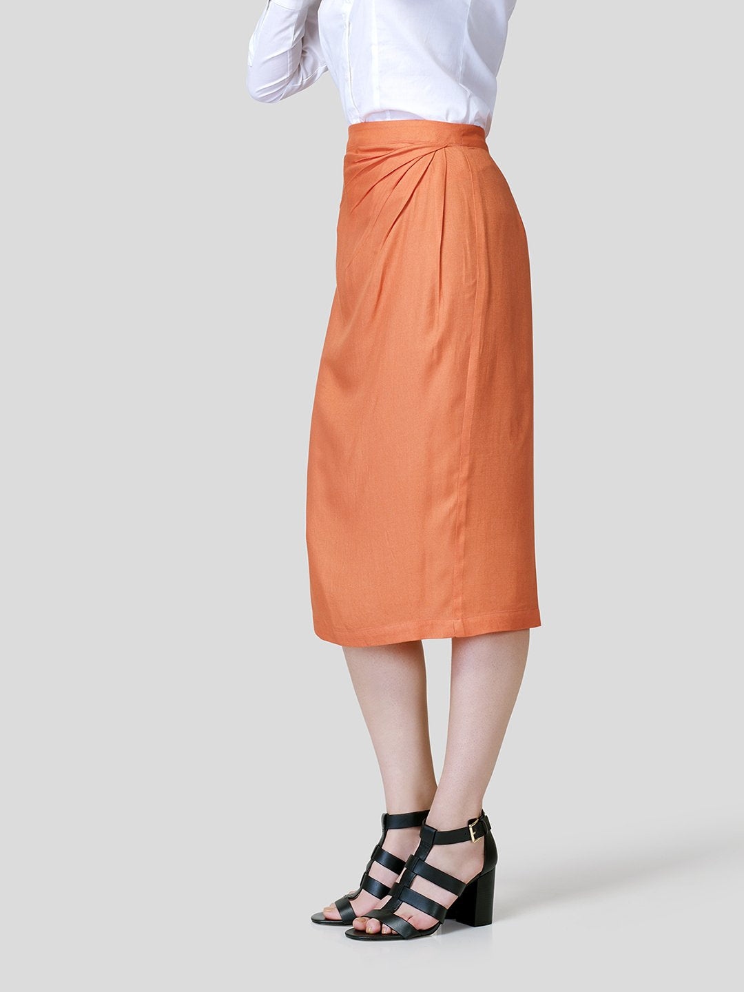 Draped Front Skirt - Zest Mélange  Draped Front Skirt - Zest Mélange