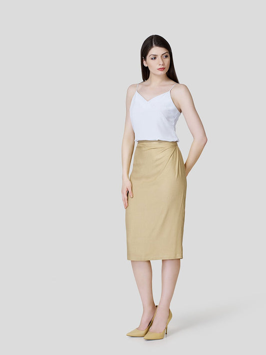 Draped Front Skirt - Zest Mélange